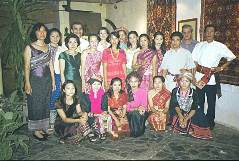 Magic Lao Carpets team at the first exhibition in 1998